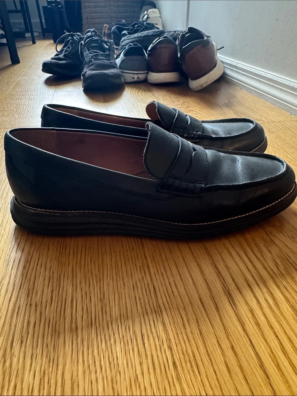 Cole Haan Black Leather Penny Loafers